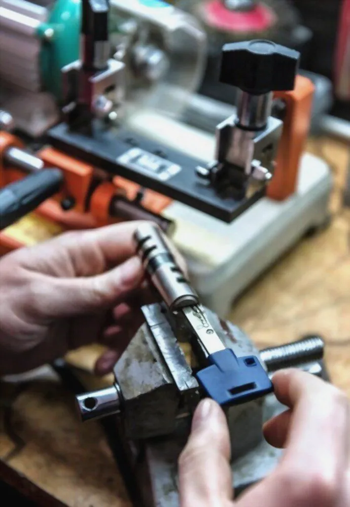 Duplicado de una llave de seguridad en la máquina de copiado